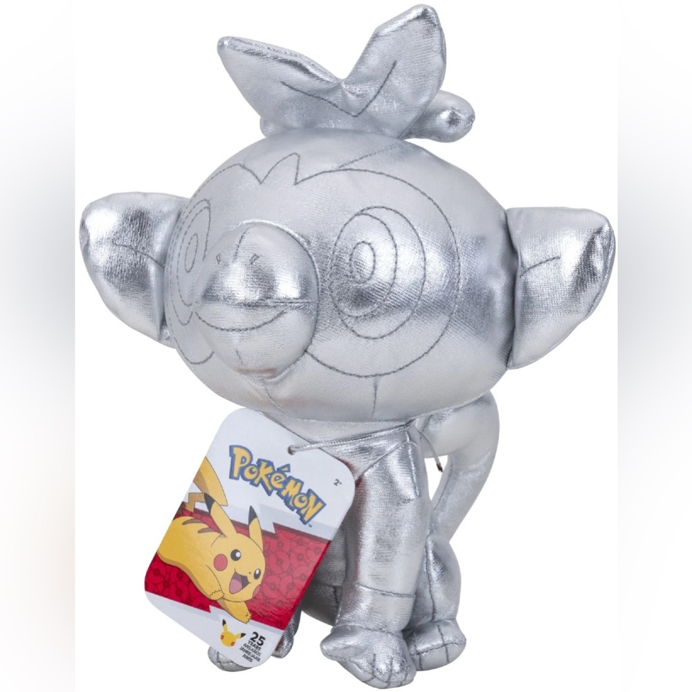 NWT, Pokémon Grookey Plush 25th Anniversary Celebration Silver 10 Inch Soft Toy